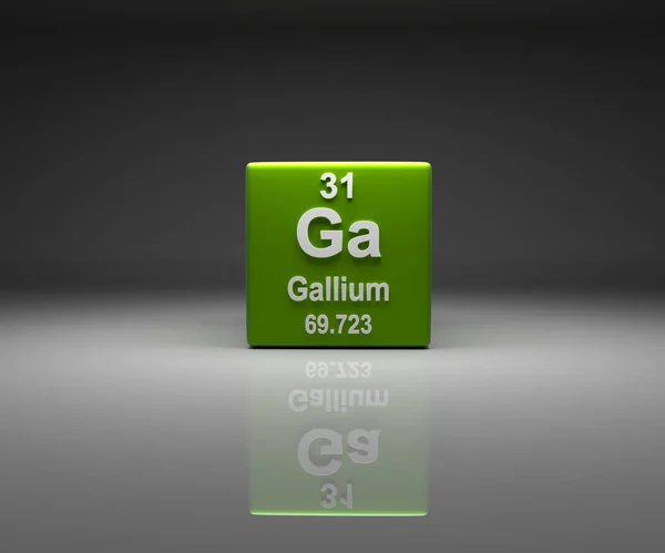 Gallium编号31周期表的立方体 3D渲染 — 图库照片
