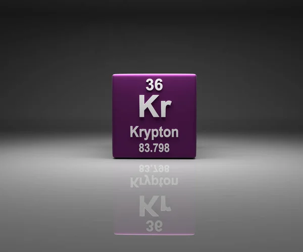 Cube Krypton Number Periodic Table Rendering — Stock Photo, Image