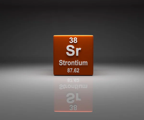Kubus Met Strontium Nummer Periodiek Systeem Rendering — Stockfoto