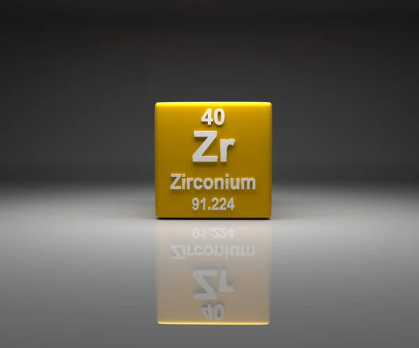 ジルコニウム番号40周期表 3Dレンダリング付きキューブ — ストック写真