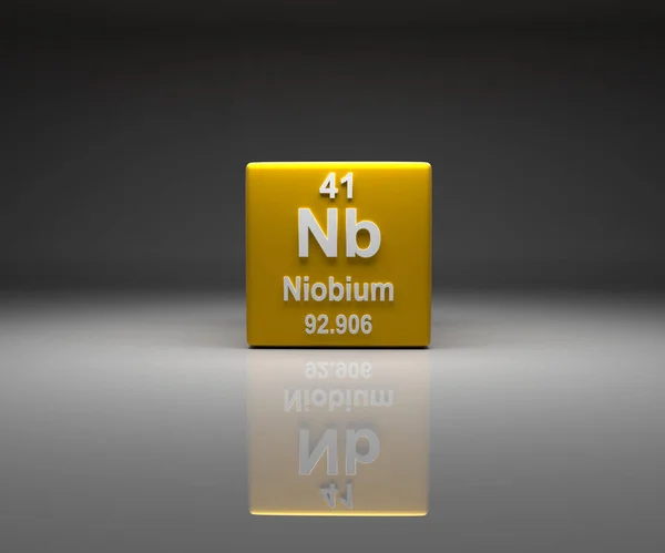 Cubo Con Niobio Número Tabla Periódica Renderizado — Foto de Stock
