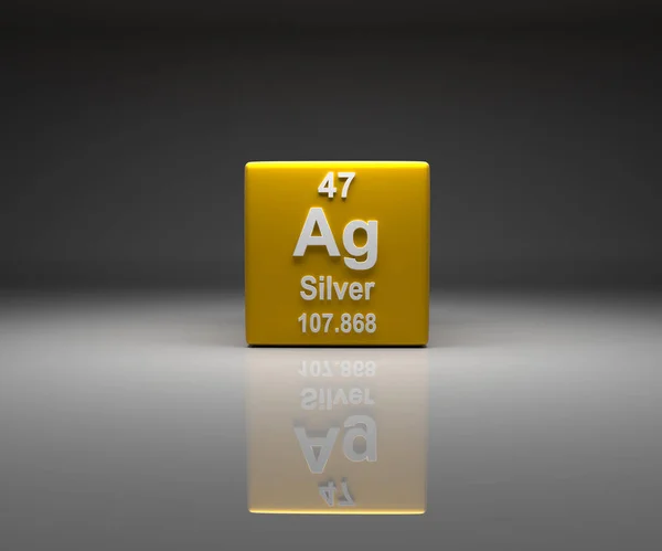 Cube Silver Number Periodic Table Rendering — 图库照片
