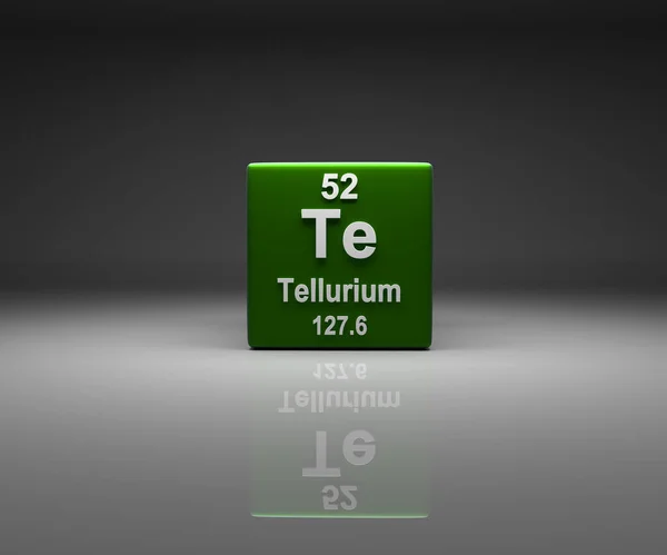 Cubo Con Tellurium Numero Tavola Periodica Rendering — Foto Stock