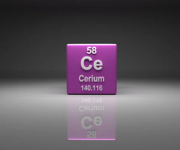 Cube Avec Numéro Cérium Tableau Périodique Rendu — Photo