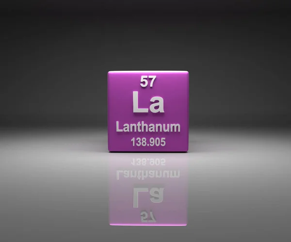 Cube Lanthanum Number Periodic Table Rendering — Stock Photo, Image