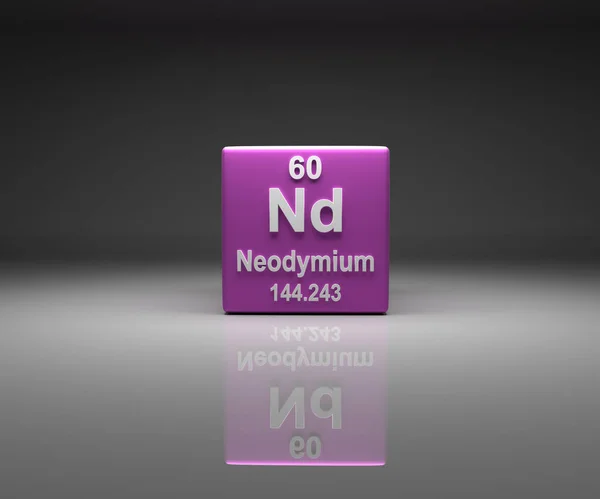 Cube Avec Neodymium Numéro Tableau Périodique Rendu — Photo