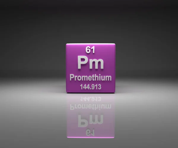 Cube Promethium Number Periodic Table Rendering — Stock Photo, Image
