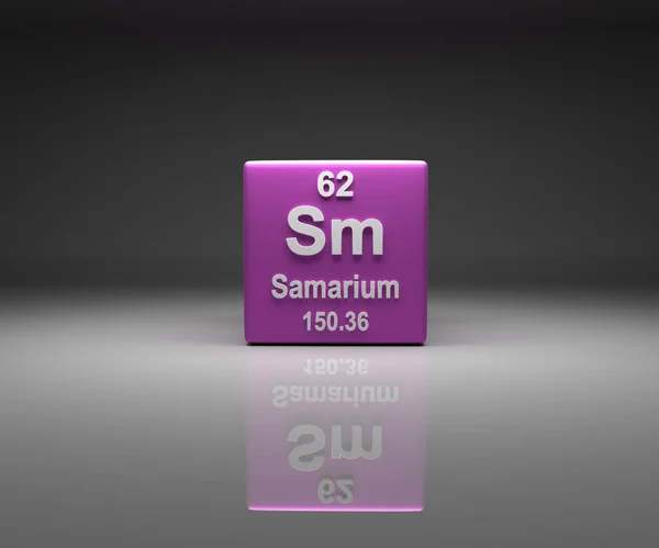 Kubus Met Samarium Nummer Periodiek Systeem Rendering — Stockfoto