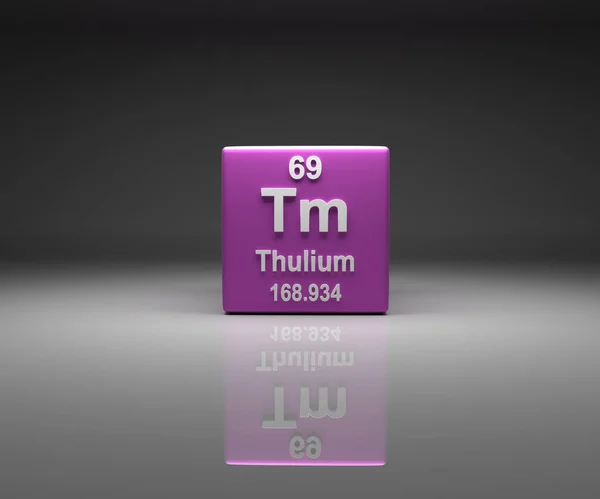 Cubo Com Thulium Número Tabela Periódica Renderização — Fotografia de Stock