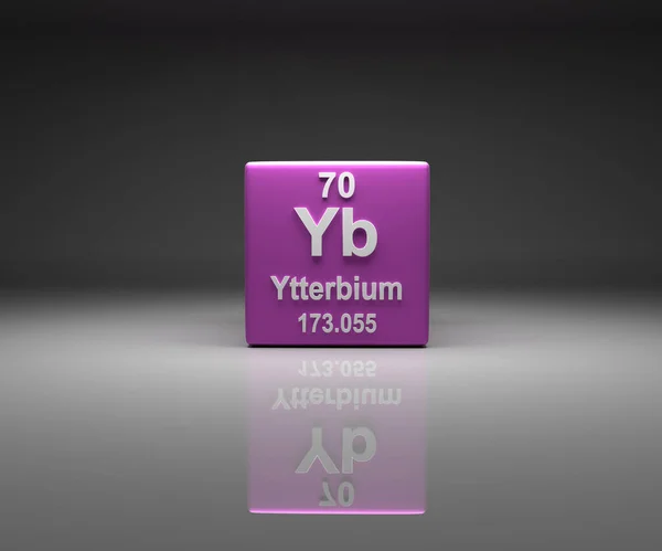 Cube Ytterbium Number Periodic Table Rendering — Stock Photo, Image