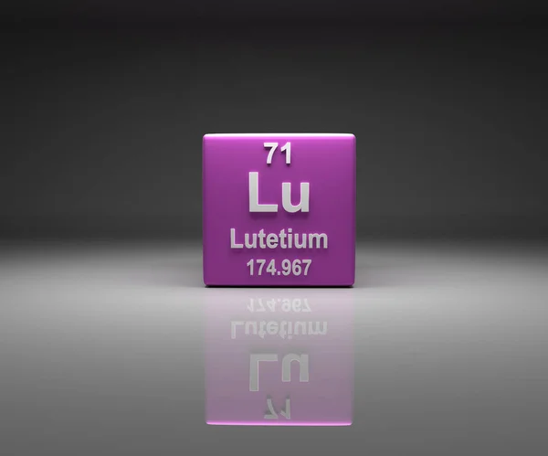 Kubus Met Lutetium Nummer Periodiek Systeem Rendering — Stockfoto