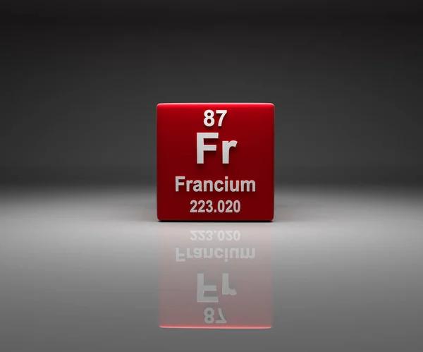 Kubus Met Francium Nummer Periodiek Systeem Rendering — Stockfoto
