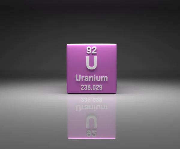 Kubus Met Uranium Nummer Periodiek Systeem Rendering — Stockfoto