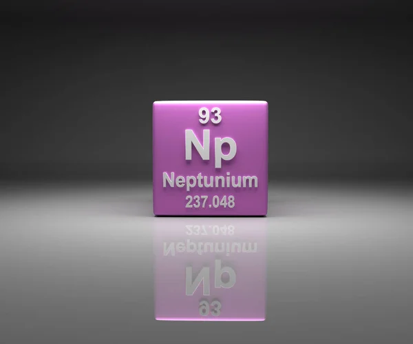 Cubo Com Neptunium Número Tabela Periódica Renderização — Fotografia de Stock