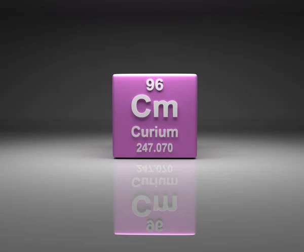 Cubo Com Curium Número Tabela Periódica Renderização — Fotografia de Stock