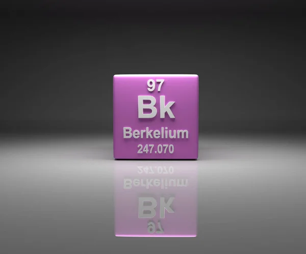 Cubo Com Berkelium Número Tabela Periódica Renderização — Fotografia de Stock