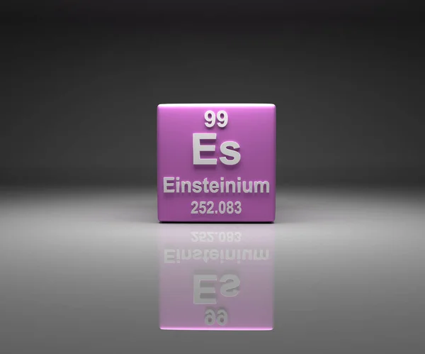 Einsteinium番号99周期表 3Dレンダリング付きキューブ — ストック写真