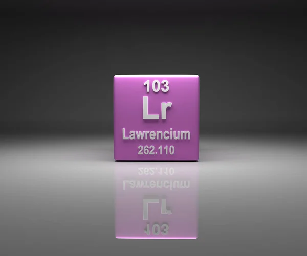 Cube Lawrencium Number 103 Periodic Table Rendering — Stock Photo, Image