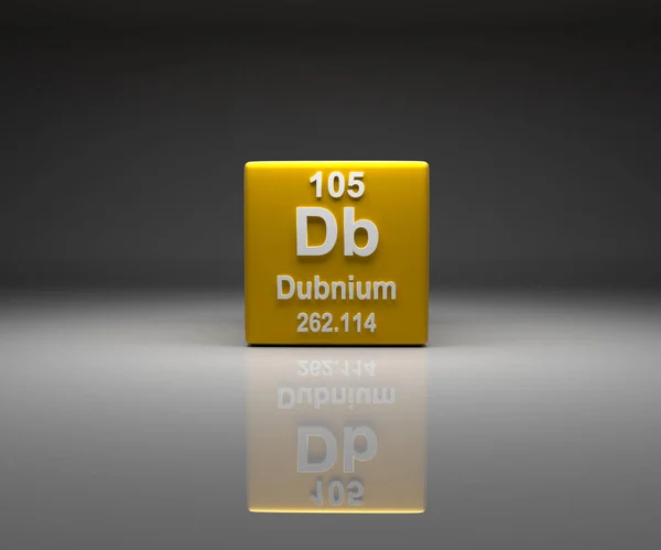 Cube Dubnium Number 105 Periodic Table Rendering — Stock Photo, Image