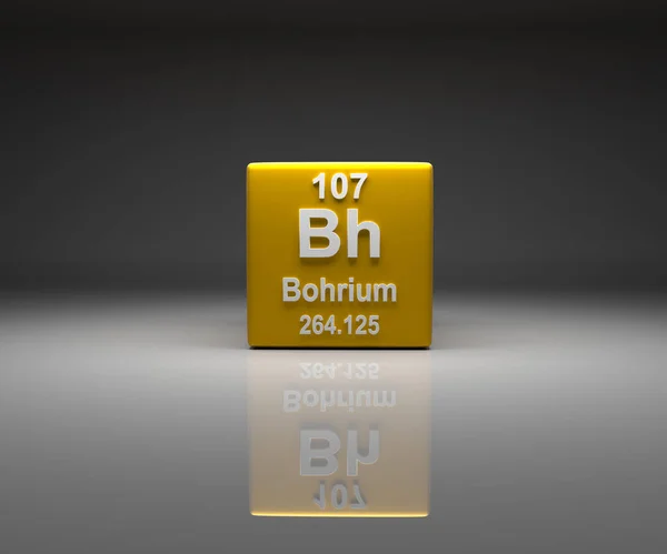 Cube Avec Bohrium Numéro 107 Tableau Périodique Rendu — Photo