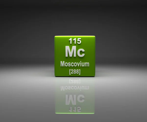 Cube Moscovium Number 115 Periodic Table Rendering — Stock Photo, Image