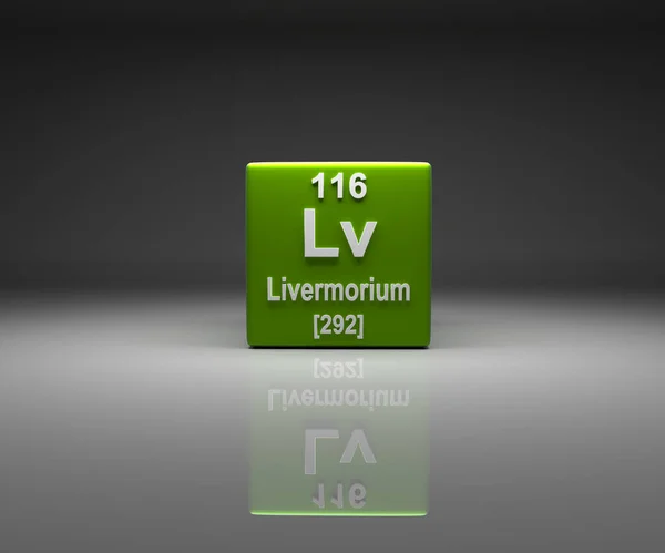 Cube Livermorium Number 116 Periodic Table Rendering — Stock Photo, Image