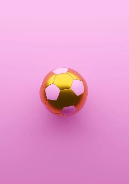 Ballon Soccer Doré Avec Rose Sur Fond Rose Concept Soccer — Photo