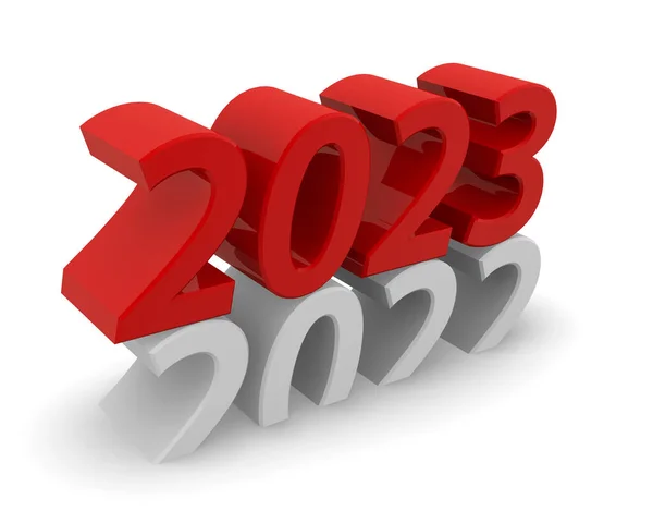 Año Nuevo 2023 Concepto Imagen Sobre Fondo Blanco Renderizado —  Fotos de Stock