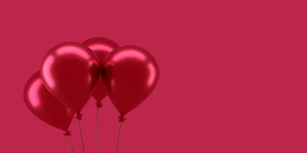 Four Shiny Magenta Balloons Magenta Background Space Text Image Rendering — Stock Photo, Image