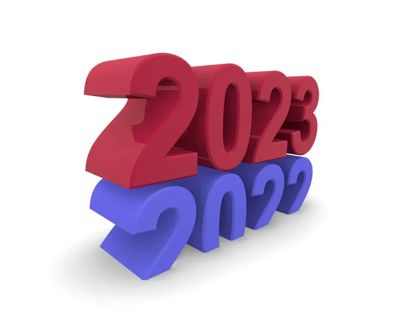 Nieuwjaar 2023 Concept Beeld Een Witte Achtergrond Rendering — Stockfoto