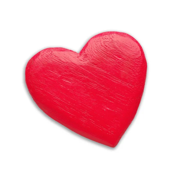 Красная Деревянная Форма Сердца Символ Любви Крупным Планом Студийный Снимок — стоковое фото