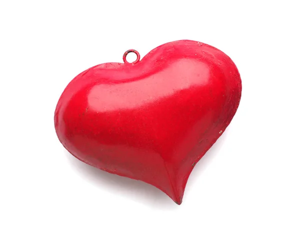 Форма Красного Металлического Сердца Символ Любви Студийный Снимок Крупным Планом — стоковое фото
