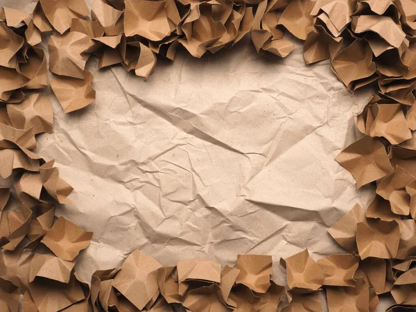 Újrahasznosított Papír Csomagolóanyagból Készült Határ Vagy Keret Zúzott Újrahasznosított Papír — Stock Fotó