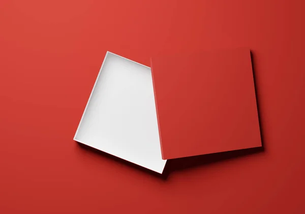 Confezione Regalo Pacchetto Rosso Aperto Sfondo Rosso Modello Modello Concetto — Foto Stock