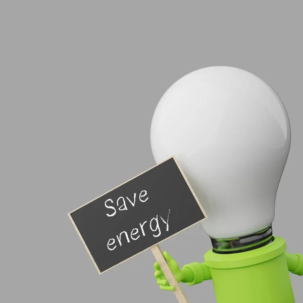 Light Bulb Blackboard Inscription Energy Grey Background Rendering — Stock Photo, Image