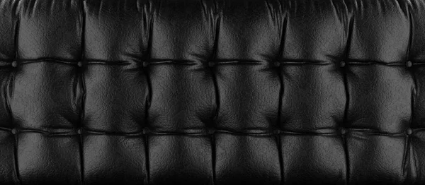 背景やヘッダー パノラマ背景 3Dレンダリングとして使用して 細かい黒の革の表面の美しいテクスチャ — ストック写真