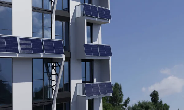 Modern Balkonos Erőmű Sínen Alternatív Energiatermelés Renderelés — Stock Fotó