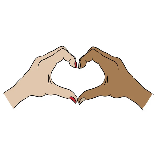 Two Female Hands Forming Heart Love Concept Vector Illustration — Stock Vector