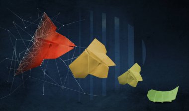 Tırtıldan kelebeğe dönüşüm, dijitalleşmeye analog, kağıt katlamada iş kavramı