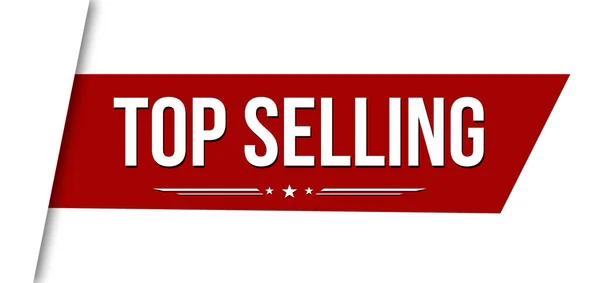 Top Selling Red Ribbon Banner Design White Background Vector Illustration — Stock Vector