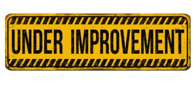 Beyaz zemin üzerinde paslı metal tabelasının geliştirilmesi altında, vektör illüstrasyonu