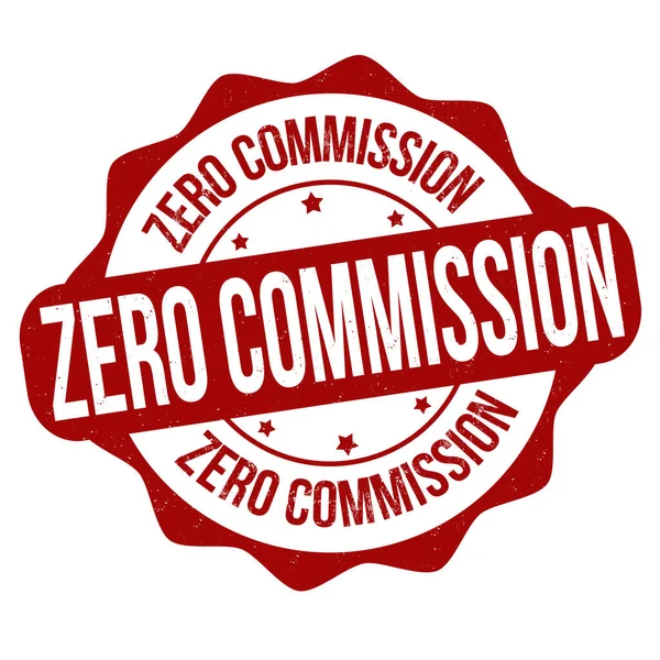 Zero Commission Grunge Rubber Stamp White Background Vector Illustration — Stock Vector
