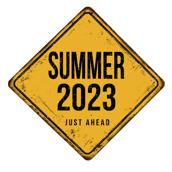 Summer 2023 Vintage Rusty Metal Sign White Background Vector Illustration — Stock Vector