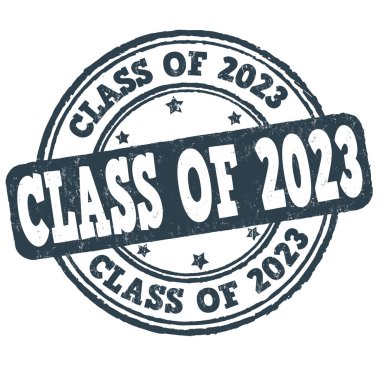 Beyaz arka planda 2023 sınıfı grunge kauçuk damgası, vektör illüstrasyonu