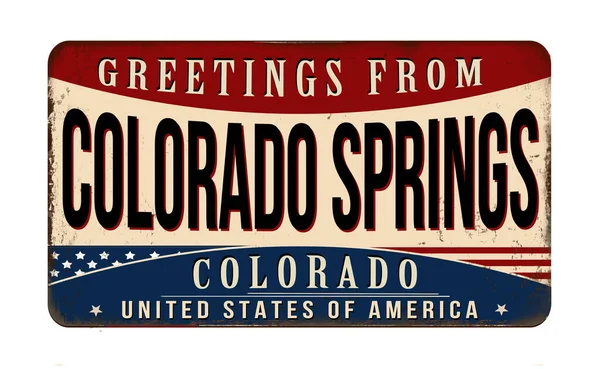 Greetings Colorado Springs Vintage Rusty Metal Sign White Background Vector — Stock Vector