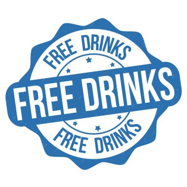 Bedava içecekler beyaz arka planda kauçuk damgası, vektör illüstrasyonu