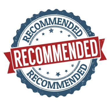 Beyaz arkaplanda önerilen grunge kauçuk damgası, vektör illüstrasyonu