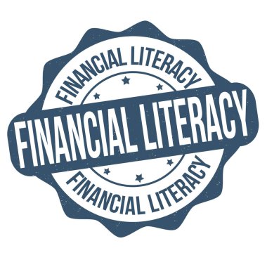 Financial literacy label or stamp on white background, vector illustration