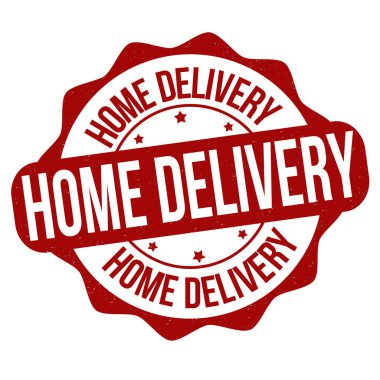Home delivery label or stamp on white background, vector illustration