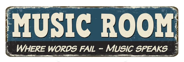 Music Room Vintage Rusty Metal Sign White Background Vector Illustration — Stok Vektör